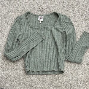Self Esteem Gray Ribbed Knit Top
